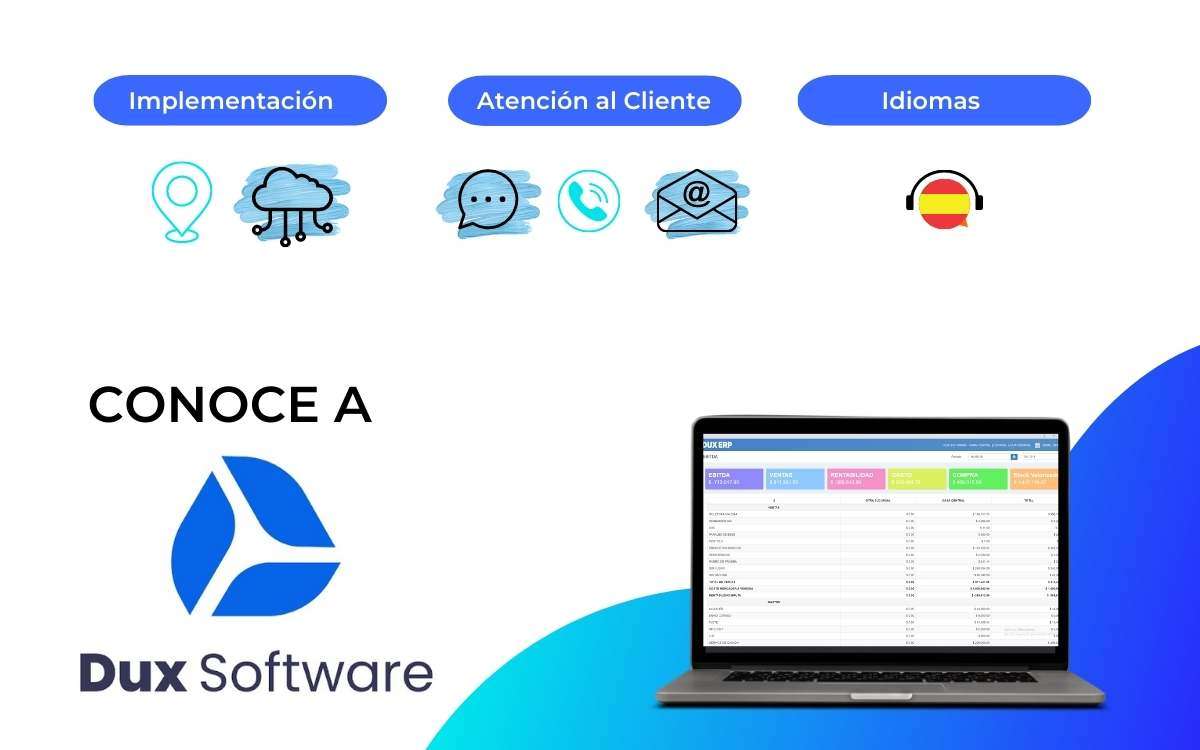 En la imagen se ve el erp dux software