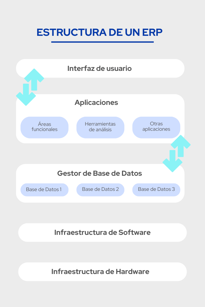 En la imagen se ve una infografia sobre la estructura de un erp.