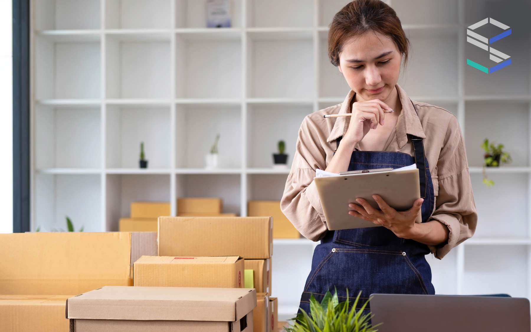 Emprendedora haciendo una planeacion de inventario