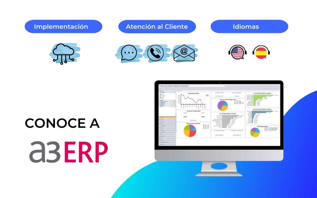 Vemos una imagen de cómo es la interfaz de A3ERP, uno de los ERP más usados en España.