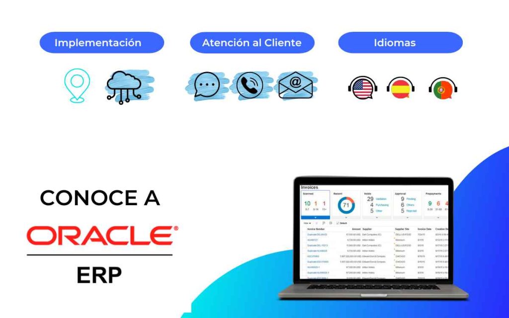 Vemos una imagen de cómo es la interfaz de Oracle, uno de los ERP más usados en España.