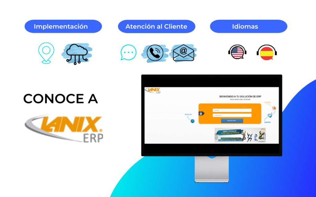 En la imagen se ve la interfaz del ERP en Chile, Lanix ERP.